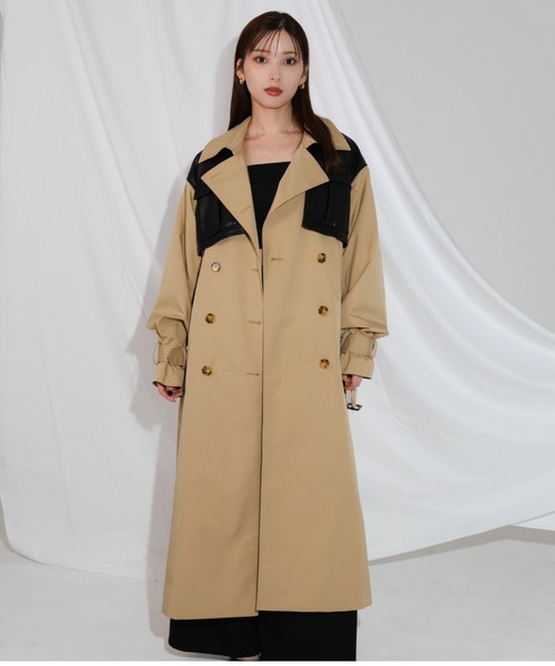 LEANN MOMENT（リーンモーメント）の「layered like belted trench coat（トレンチコート・レディース・ブラック/ベージュ/カーキ・SMALL/MEDIUM）」の21枚目の写真
