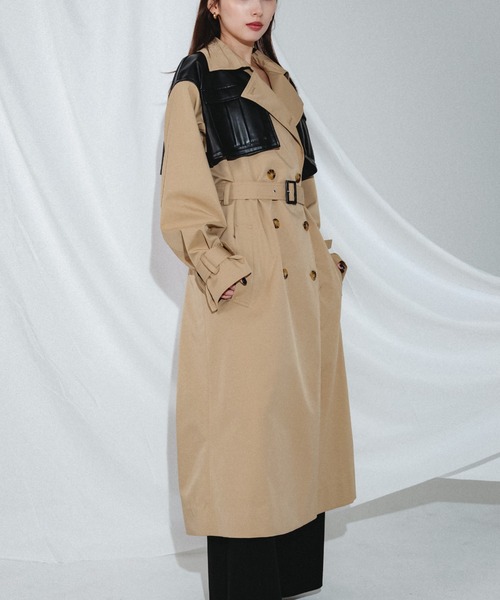LEANN MOMENT（リーンモーメント）の「layered like belted trench coat（トレンチコート・レディース・ブラック/ベージュ/カーキ・SMALL/MEDIUM）」の8枚目の写真