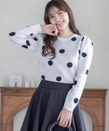 clear | ドット柄ジャガードニットトップス≪2024SS新作≫(ニット/セーター)