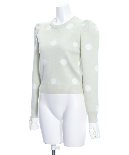 clear（クリア）の「ドット柄ジャガードニットトップス（ニット/セーター・レディース・ブラック/オフホワイト/ミント・F）」の9枚目の写真