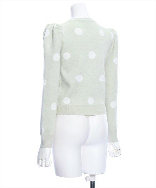 clear（クリア）の「ドット柄ジャガードニットトップス（ニット/セーター・レディース・ブラック/オフホワイト/ミント・F）」の11枚目の写真