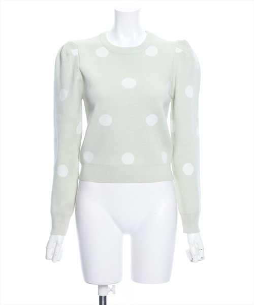 clear（クリア）の「ドット柄ジャガードニットトップス（ニット/セーター・レディース・ブラック/オフホワイト/ミント・F）」の17枚目の写真