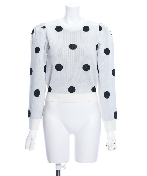 clear（クリア）の「ドット柄ジャガードニットトップス（ニット/セーター・レディース・ブラック/オフホワイト/ミント・F）」の20枚目の写真