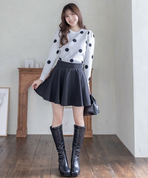 clear（クリア）の「ドット柄ジャガードニットトップス（ニット/セーター・レディース・ブラック/オフホワイト/ミント・F）」の18枚目の写真