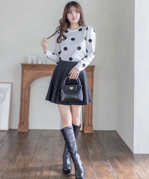 clear（クリア）の「ドット柄ジャガードニットトップス（ニット/セーター・レディース・ブラック/オフホワイト/ミント・F）」の19枚目の写真