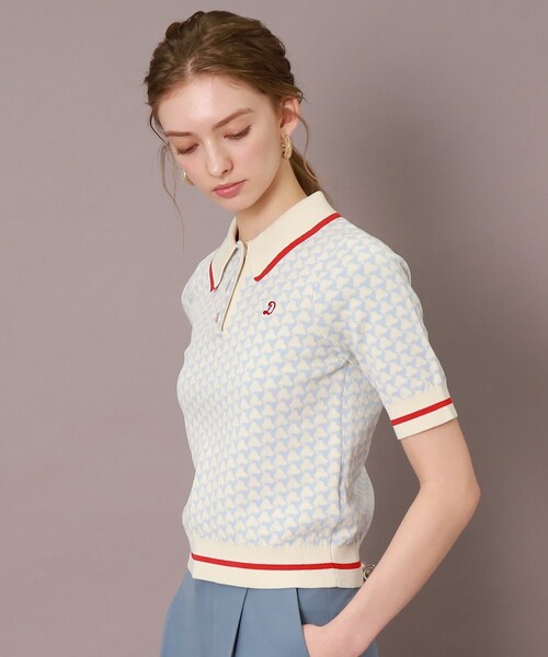 DRESSTERIOR（ドレステリア）の「【洗える/レトロスポーティ】トリコロールジャカードポロニット（ニット/セーター・レディース・ブルー系9・36/34/38）」の12枚目の写真