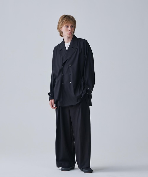 Iroquois(イロコイ)の「IROQUOIS イロコイ / T/R TWILL BIG SHIRTS JK セットアップツイルビッグシルエットシャツジャケット / 376104(テーラードジャケット・メンズ・ブラック/ワインレッド/ベージュ・1/2)」の7枚目の写真