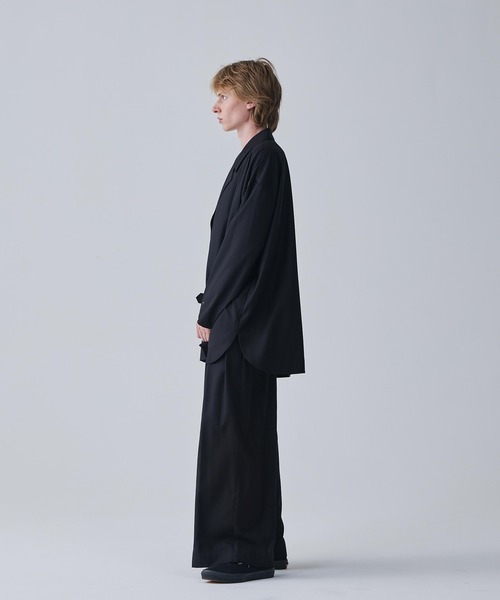 Iroquois(イロコイ)の「IROQUOIS イロコイ / T/R TWILL BIG SHIRTS JK セットアップツイルビッグシルエットシャツジャケット / 376104(テーラードジャケット・メンズ・ブラック/ワインレッド/ベージュ・1/2)」の5枚目の写真