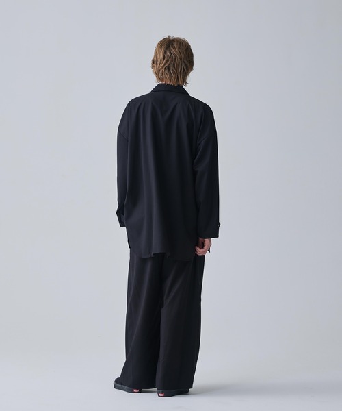 Iroquois(イロコイ)の「IROQUOIS イロコイ / T/R TWILL BIG SHIRTS JK セットアップツイルビッグシルエットシャツジャケット / 376104(テーラードジャケット・メンズ・ブラック/ワインレッド/ベージュ・1/2)」の9枚目の写真