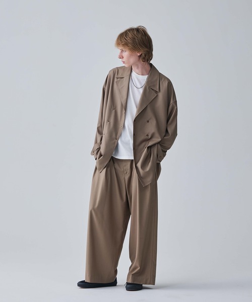 Iroquois(イロコイ)の「IROQUOIS イロコイ / T/R TWILL BIG SHIRTS JK セットアップツイルビッグシルエットシャツジャケット / 376104(テーラードジャケット・メンズ・ブラック/ワインレッド/ベージュ・1/2)」の8枚目の写真