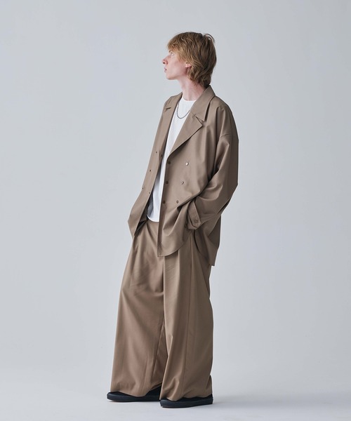 Iroquois(イロコイ)の「IROQUOIS イロコイ / T/R TWILL BIG SHIRTS JK セットアップツイルビッグシルエットシャツジャケット / 376104(テーラードジャケット・メンズ・ブラック/ワインレッド/ベージュ・1/2)」の6枚目の写真