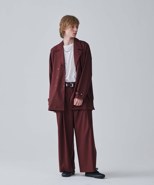 Iroquois(イロコイ)の「IROQUOIS イロコイ / T/R TWILL BIG SHIRTS JK セットアップツイルビッグシルエットシャツジャケット / 376104(テーラードジャケット・メンズ・ブラック/ワインレッド/ベージュ・1/2)」の14枚目の写真