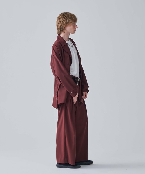 Iroquois(イロコイ)の「IROQUOIS イロコイ / T/R TWILL BIG SHIRTS JK セットアップツイルビッグシルエットシャツジャケット / 376104(テーラードジャケット・メンズ・ブラック/ワインレッド/ベージュ・1/2)」の12枚目の写真