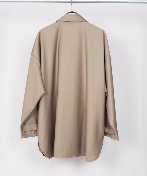 Iroquois(イロコイ)の「IROQUOIS イロコイ / T/R TWILL BIG SHIRTS JK セットアップツイルビッグシルエットシャツジャケット / 376104(テーラードジャケット・メンズ・ブラック/ワインレッド/ベージュ・1/2)」の19枚目の写真