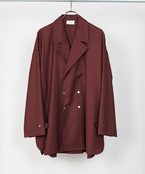 Iroquois(イロコイ)の「IROQUOIS イロコイ / T/R TWILL BIG SHIRTS JK セットアップツイルビッグシルエットシャツジャケット / 376104(テーラードジャケット・メンズ・ブラック/ワインレッド/ベージュ・1/2)」の18枚目の写真