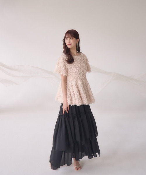 mellowneon（メロウネオン）の「2wayフェザーペプラムトップス（シャツ
