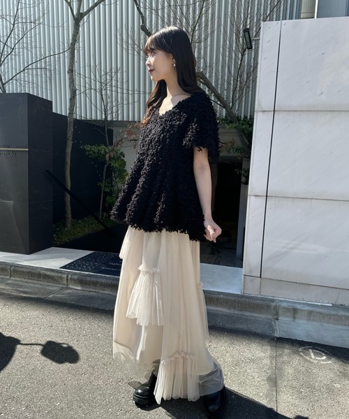 mellowneon（メロウネオン）の「2wayフェザーペプラムトップス（シャツ