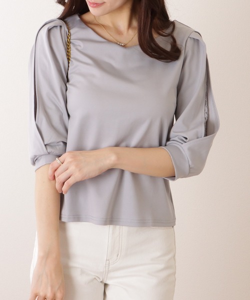 Lace Ladies（レースレディース）の「レース レイヤードタック ショルダー Vネック 5分袖 ブラウス（シャツ/ブラウス・レディース・ホワイト/ベージュ/グレー/ブラック・S/FREE）」の14枚目の写真