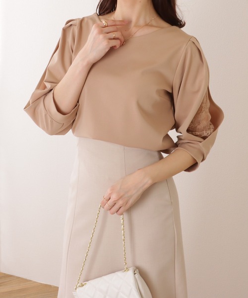 Lace Ladies（レースレディース）の「レース レイヤードタック ショルダー Vネック 5分袖 ブラウス（シャツ/ブラウス・レディース・ホワイト/ベージュ/グレー/ブラック・S/FREE）」の18枚目の写真