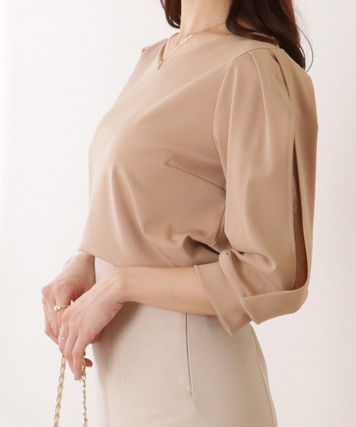 Lace Ladies（レースレディース）の「レース レイヤードタック ショルダー Vネック 5分袖 ブラウス（シャツ/ブラウス・レディース・ホワイト/ベージュ/グレー/ブラック・S/FREE）」の19枚目の写真