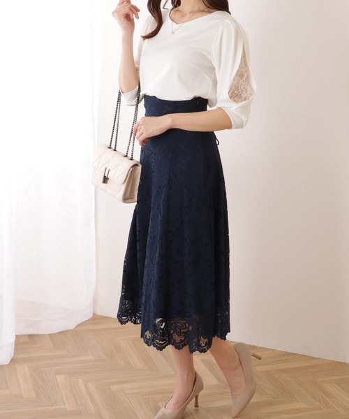Lace Ladies（レースレディース）の「レース レイヤードタック ショルダー Vネック 5分袖 ブラウス（シャツ/ブラウス・レディース・ホワイト/ベージュ/グレー/ブラック・S/FREE）」の20枚目の写真