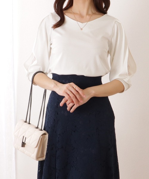 Lace Ladies（レースレディース）の「レース レイヤードタック ショルダー Vネック 5分袖 ブラウス（シャツ/ブラウス・レディース・ホワイト/ベージュ/グレー/ブラック・S/FREE）」の22枚目の写真