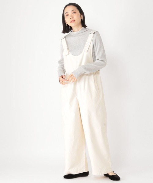 studio CLIP（スタディオクリップ）の「コットンラチネサロペット[プチ・プラスサイズあり]（サロペット/オーバーオール・レディース・ネイビー/オフホワイト・FREE/PF/ﾌﾘｰ(L)）」の11枚目の写真