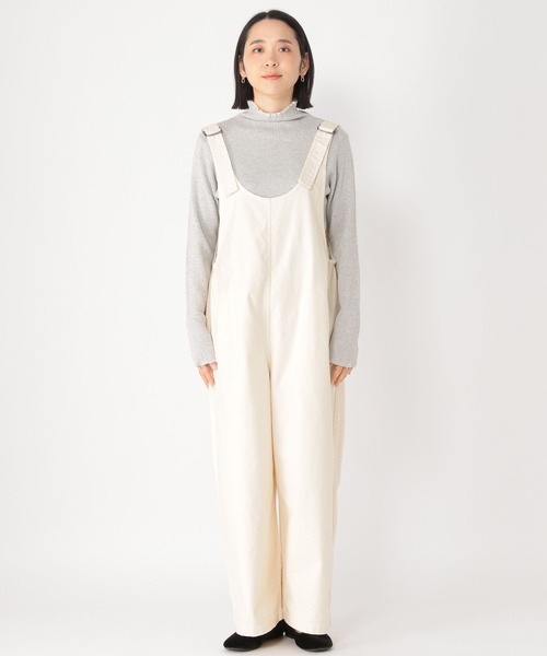 studio CLIP（スタディオクリップ）の「コットンラチネサロペット[プチ・プラスサイズあり]（サロペット/オーバーオール・レディース・ネイビー/オフホワイト・FREE/PF/ﾌﾘｰ(L)）」の13枚目の写真