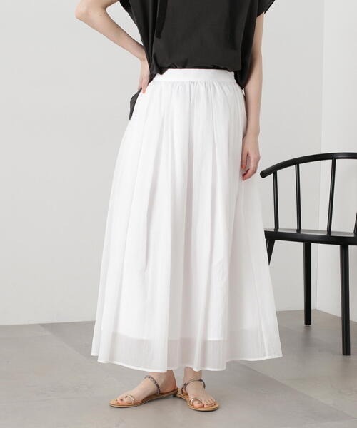 N.(N. Natural Beauty Basic)(エヌエヌナチュラルビューティーベーシック)の「◆シアーオーガンイージースカート(スカート・レディース・イエロー/ネイビー/オフホワイト・MEDIUM)」の16枚目の写真