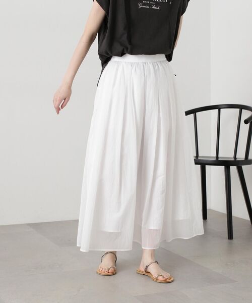 N.(N. Natural Beauty Basic)(エヌエヌナチュラルビューティーベーシック)の「◆シアーオーガンイージースカート(スカート・レディース・イエロー/ネイビー/オフホワイト・MEDIUM)」の17枚目の写真