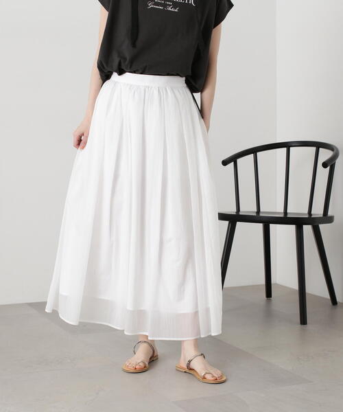 N.(N. Natural Beauty Basic)(エヌエヌナチュラルビューティーベーシック)の「◆シアーオーガンイージースカート(スカート・レディース・イエロー/ネイビー/オフホワイト・MEDIUM)」の21枚目の写真