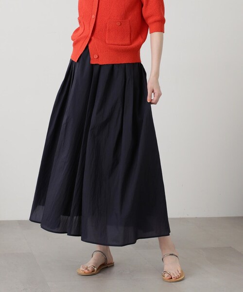 N.(N. Natural Beauty Basic)(エヌエヌナチュラルビューティーベーシック)の「◆シアーオーガンイージースカート(スカート・レディース・イエロー/ネイビー/オフホワイト・MEDIUM)」の6枚目の写真