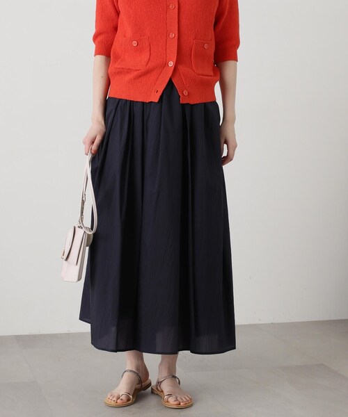 N.(N. Natural Beauty Basic)(エヌエヌナチュラルビューティーベーシック)の「◆シアーオーガンイージースカート(スカート・レディース・イエロー/ネイビー/オフホワイト・MEDIUM)」の7枚目の写真