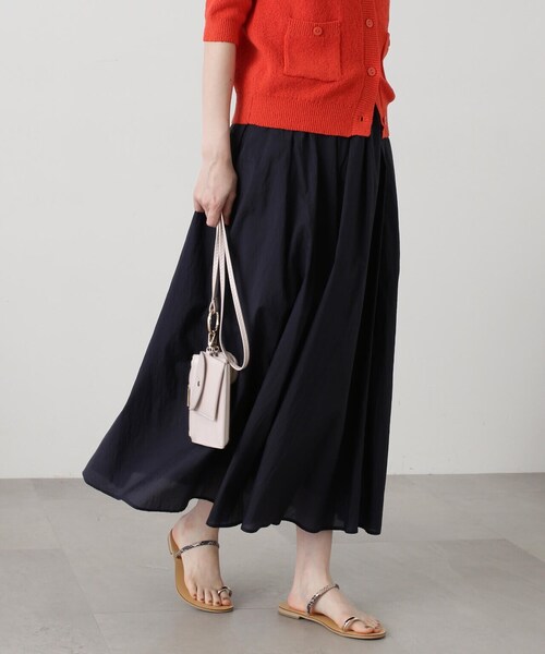 N.(N. Natural Beauty Basic)(エヌエヌナチュラルビューティーベーシック)の「◆シアーオーガンイージースカート(スカート・レディース・イエロー/ネイビー/オフホワイト・MEDIUM)」の11枚目の写真