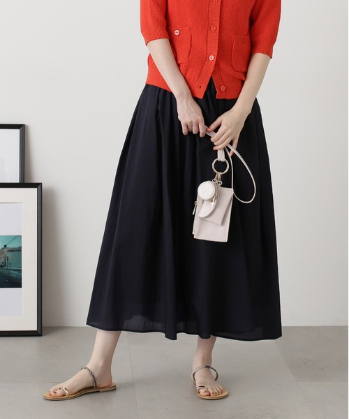 N.(N. Natural Beauty Basic)(エヌエヌナチュラルビューティーベーシック)の「◆シアーオーガンイージースカート(スカート・レディース・イエロー/ネイビー/オフホワイト・MEDIUM)」の2枚目の写真