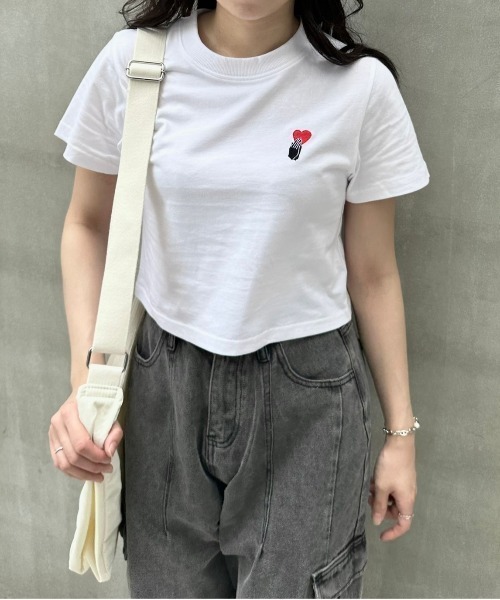 STRAY SHEEP（ストレイシープ）の「【STRAY SHEEP/ストレイシープ】クロップドTシャツ/半袖Tシャツ（Tシャツ/カットソー・レディース・ホワイト系その他2/ホワイト系その他3/ホワイト系その他4/ホワイト系その他・MEDIUM）」の3枚目の写真