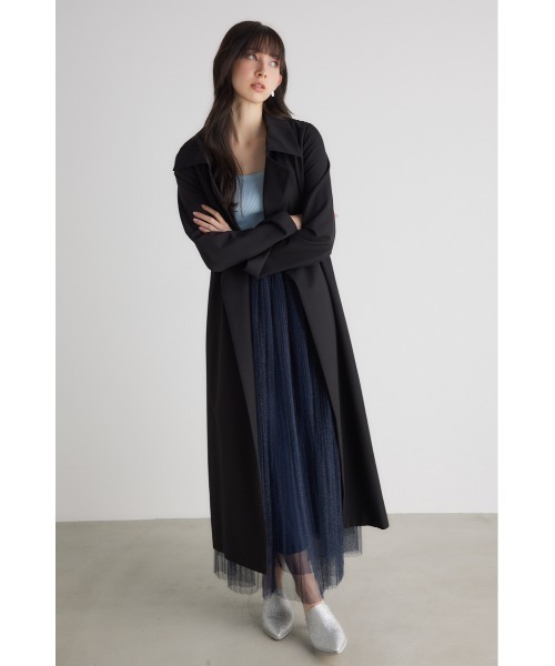 rienda(リエンダ)の「ステンカラーライトコート 春服 秋服(トレンチコート・レディース・ブラック/キャメル/ベージュ・SMALL/MEDIUM)」の2枚目の写真