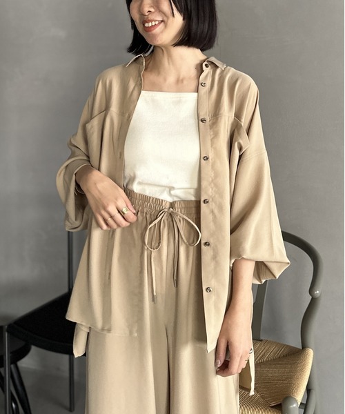 LEPSIM（レプシィム）の「マルチメリットカルゼシャツ　987198（シャツ/ブラウス・レディース・チャコールグレー/アイボリー/ネイビー/ベージュ/カーキブラウン・FREE）」の5枚目の写真