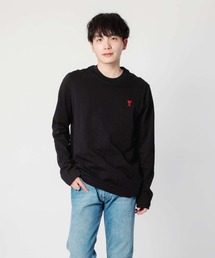 AMI Alexandre Mattiussi | AMI PARIS ADC AMI DE COEUR EMBROIDERY LONG SLEEVES TSHIRT アミ パリス アミハート刺繍 オーガニックコットン ヘビージャージー ロングスリーブ Tシャツ(Tシャツ/カットソー)