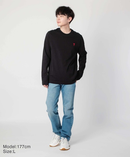 AMI Alexandre Mattiussi（アミアレクサンドルマテュッシ）の「AMI PARIS ADC AMI DE COEUR EMBROIDERY LONG SLEEVES TSHIRT アミ パリス アミハート刺繍 オーガニックコットン ヘビージャージー ロングスリーブ Tシャツ（Tシャツ/カットソー・レディース・ブラック・LARGE/MEDIUM）」の9枚目の写真