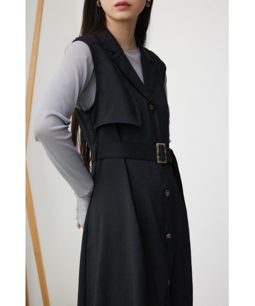 AZUL by moussy（アズールバイマウジー）の「リネンライクジレワンピース（ワンピース・レディース・ブラック/ライトベージュ/ライトカーキ・SMALL/MEDIUM）」の4枚目の写真