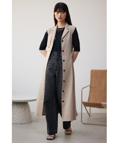 AZUL by moussy（アズールバイマウジー）の「リネンライクジレワンピース（ワンピース・レディース・ブラック/ライトベージュ/ライトカーキ・SMALL/MEDIUM）」の19枚目の写真