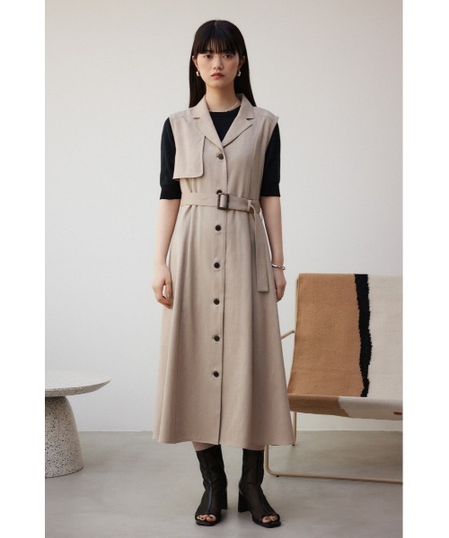 AZUL by moussy（アズールバイマウジー）の「リネンライクジレワンピース（ワンピース・レディース・ブラック/ライトベージュ/ライトカーキ・SMALL/MEDIUM）」の20枚目の写真