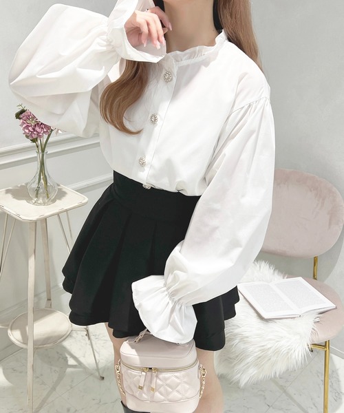 apres jour（アプレジュール）の「キラキラボタンブラウス【ZOZOTOWN限定アイテム】（シャツ/ブラウス・レディース・オフホワイト/ブラック/ラベンダー・フリー/X-LARGE）」の6枚目の写真