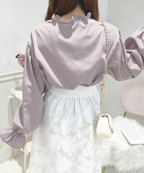 ZOZO別注　ストライプ　四つ子ボタンブラウス ZOZO限定】ショルダータックくるみボタンシャツ（シャツ/ブラウス