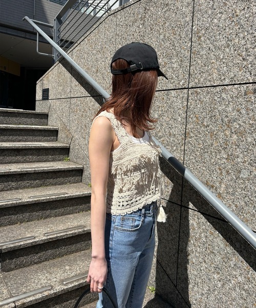 ISOOK(アイスー)の「【ISOOK / アイスー】クロシェビスチェ / サマーニット ボヘミアン クロップド丈 クロシェニット タンクトップ ZOZOTOWN限定(タンクトップ・レディース・アイボリー/ベージュ・FREE)」の5枚目の写真