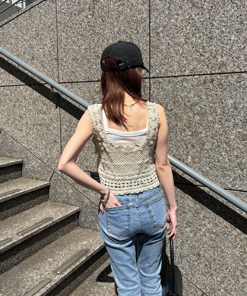 ISOOK(アイスー)の「【ISOOK / アイスー】クロシェビスチェ / サマーニット ボヘミアン クロップド丈 クロシェニット タンクトップ ZOZOTOWN限定(タンクトップ・レディース・アイボリー/ベージュ・FREE)」の9枚目の写真