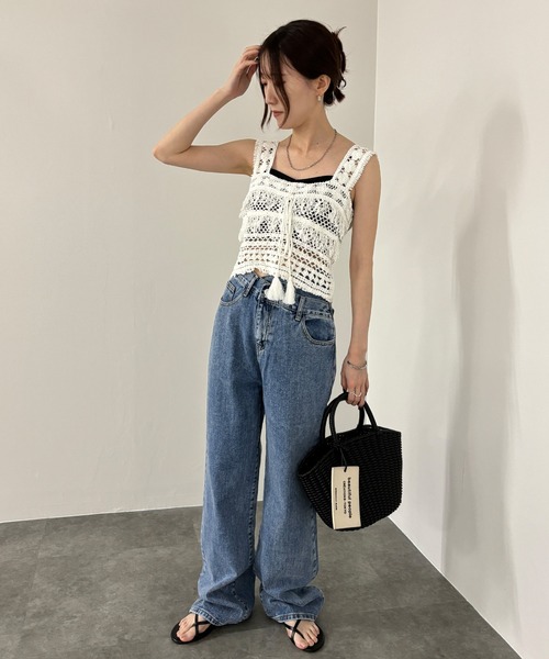 ISOOK(アイスー)の「【ISOOK / アイスー】クロシェビスチェ / サマーニット ボヘミアン クロップド丈 クロシェニット タンクトップ ZOZOTOWN限定(タンクトップ・レディース・アイボリー/ベージュ・FREE)」の18枚目の写真