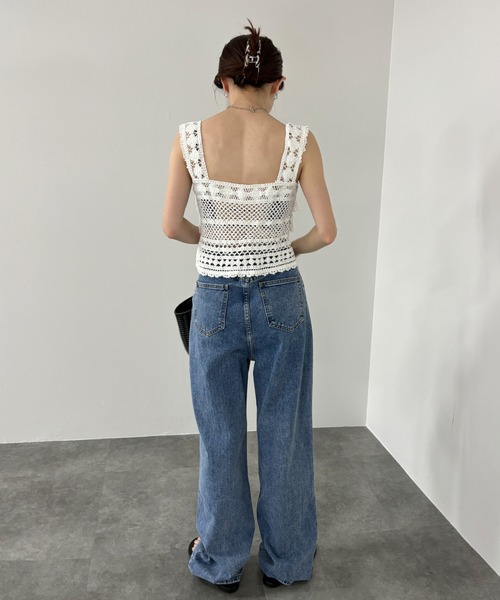 ISOOK(アイスー)の「【ISOOK / アイスー】クロシェビスチェ / サマーニット ボヘミアン クロップド丈 クロシェニット タンクトップ ZOZOTOWN限定(タンクトップ・レディース・アイボリー/ベージュ・FREE)」の20枚目の写真