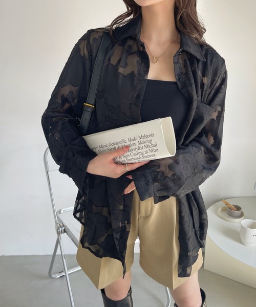 Ada.(エイダ)の「フラワー シアー ジャガード シャツ(シャツ/ブラウス・レディース・ブラック/ホワイト/ブラウン・FREE)」の22枚目の写真